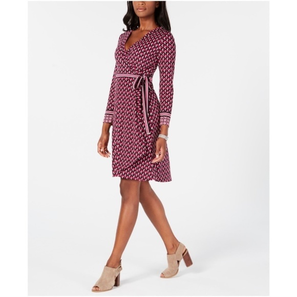 New TOMMY HILFIGER Geo-Print Wrap Dress sz 2 NWT